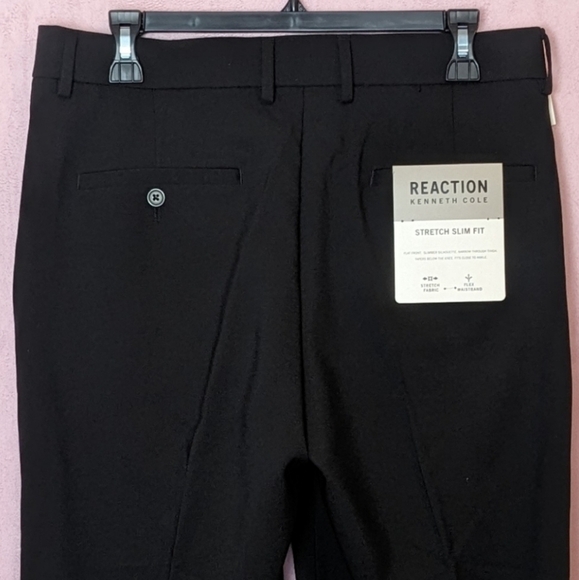Reaction Kenneth Cole Stretch Slim Fit Black Dress Pants - Picture 5 of 9